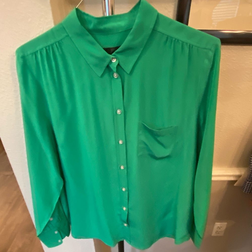 KJCrew silk green button-down size 16